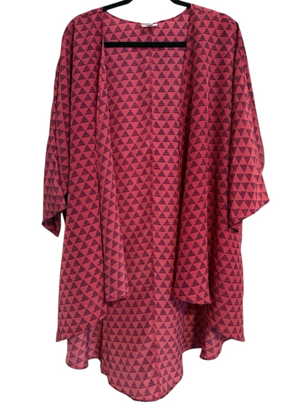 ☀️ LuLaRoe Pink Triangle Print Lindsay Kimono